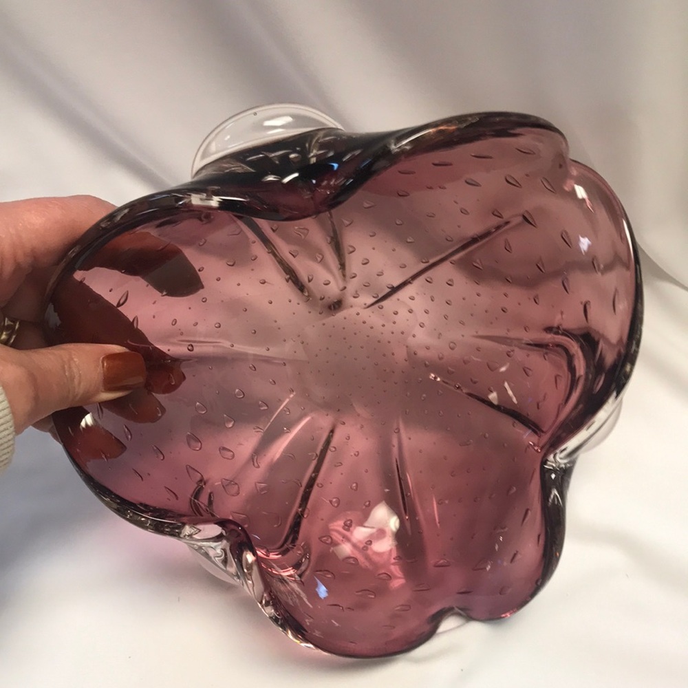 Vintage Murano Bullicante Amethyst Art Glass‎ Bowl/Dish
